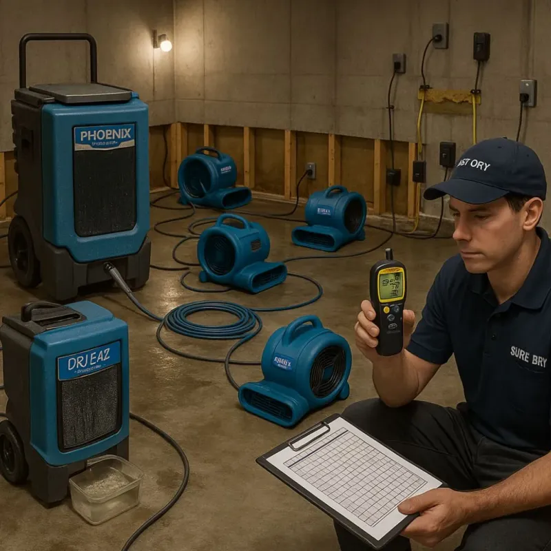 Structural Drying and Dehumidification process in Ruston, LA